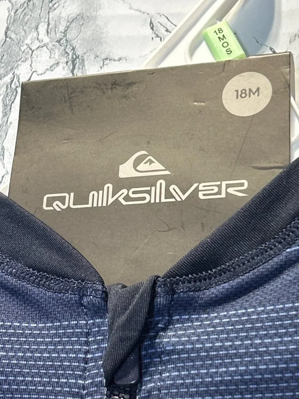 Quiksilver 18M Toddler Boys UPF 50+ Long Sleeve Striped Swimsuit Navy & Orange